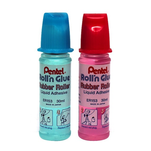 Pentel Roll'n Glue Rubber Roller Liquid Adhesive 30ML (Pink